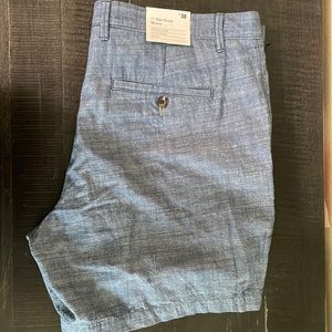 7” inseam- waist 38- Flat front cotton denim look shorts